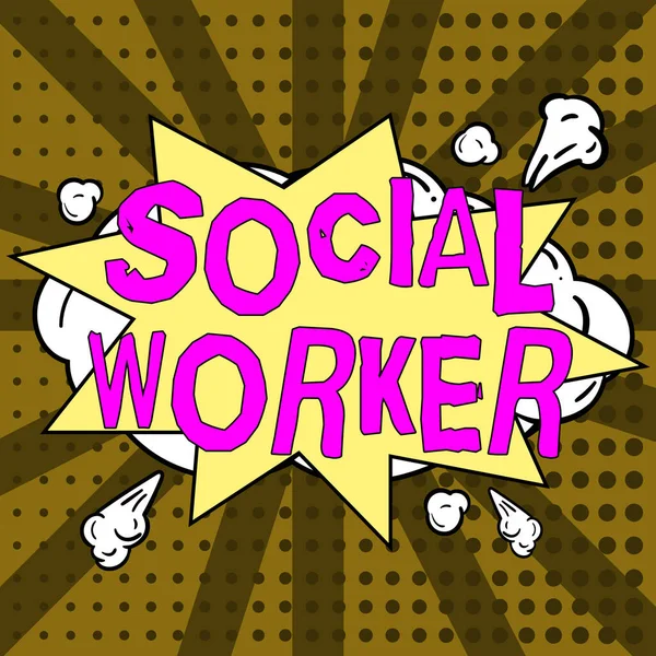 Szöveg Megjelenítése Social Worker Word Assistance State People Adequate Income — Stock Fotó