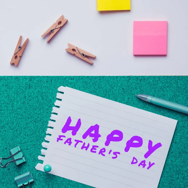 Hand Writing Sign Happy Fathers Day Business Showcase Time Year — Stock Photo, Image