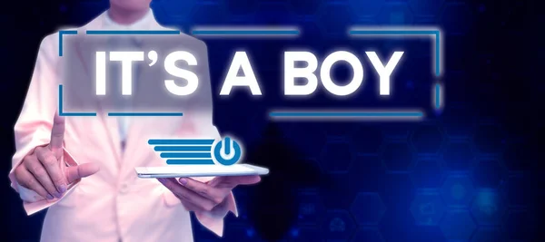 Legenda Conceitual Boy Visão Geral Negócio Esperando Bebê Masculino Bonito — Fotografia de Stock