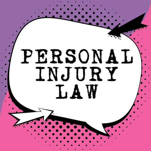 Sign displaying Personal Injury Law, Concept meaning being hurt or injured inside work environment