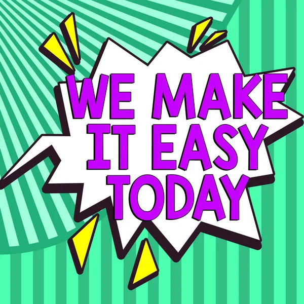 Text Sign Showing Make Easy Today Business Showcase Megoldások Ajánlása — Stock Fotó