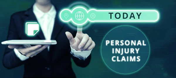 Text showing inspiration Personal Injury Claims, Business concept being hurt or injured inside work environment