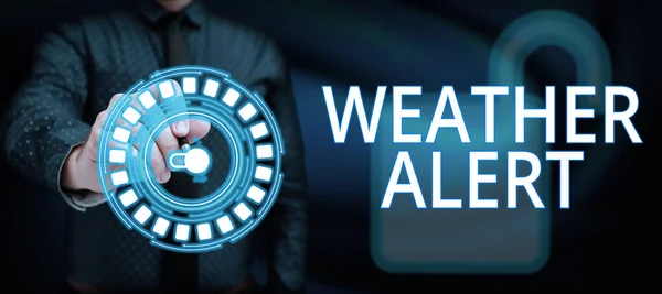 Texto Que Mostra Inspiração Alerta Meteorológico Abordagem Negócios Alerta Urgente — Fotografia de Stock