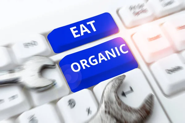 Texto Que Mostra Inspiração Comer Orgânico Ideia Negócio Redução Comer — Fotografia de Stock