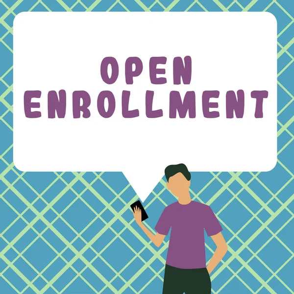 Text Caption Presenting Open Enrollment Internet Concept Yearly Period People — Stockfoto