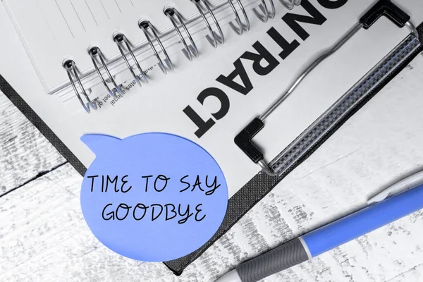 Pisanie Wyświetlania Tekstu Czas Pożegnać Biznes Showcase Pożegnanie Tak Długo — Zdjęcie stockowe