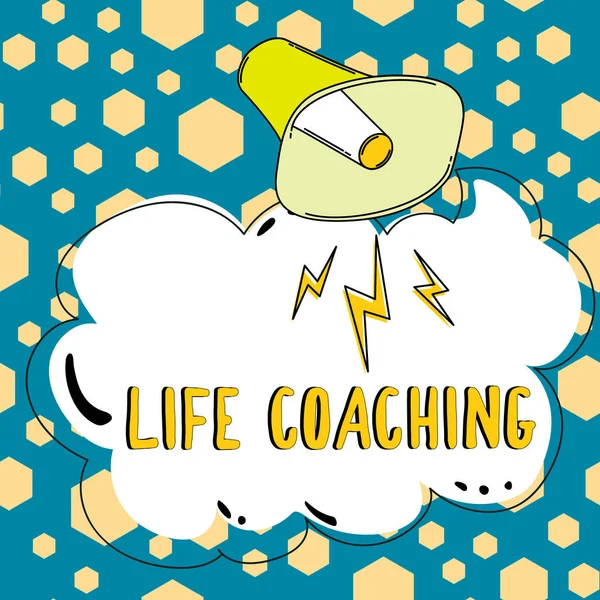 Text Sign Showing Life Coaching Internet Concept Improve Lives Challenges — Stok fotoğraf