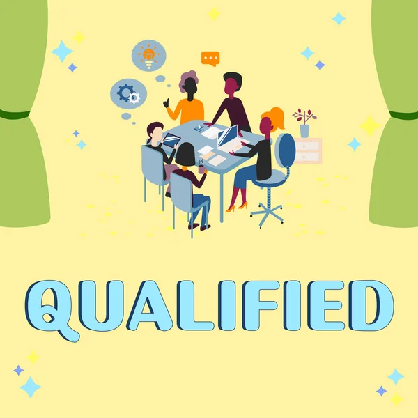 Text Caption Presenting Qualified Word Officially Trained Perform Particular Job — 스톡 사진