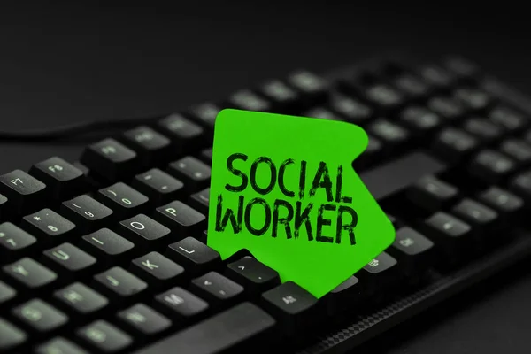 Writing Displaying Text Social Worker Business Approach Assistance State People — Foto de Stock