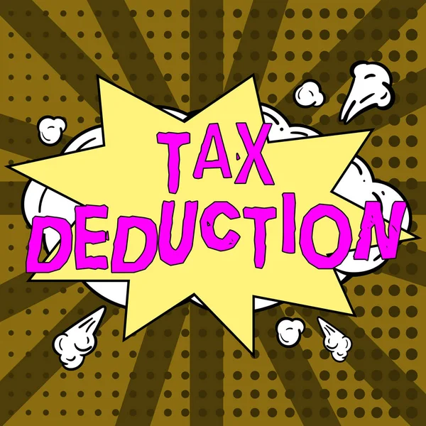Writing Displaying Text Tax Deduction Internet Concept Amount Subtracted Income — Stock Photo, Image