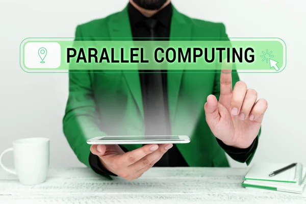 Handwriting Text Parallel Computing Business Concept Simultaneous Calculation Means Software — 스톡 사진