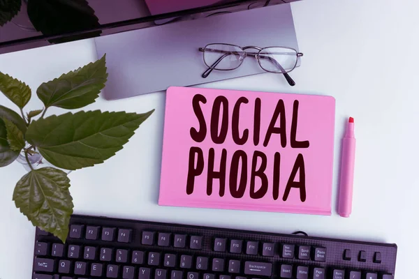 Teksten Weergeven Social Phobia Internet Concept Overweldigende Angst Voor Sociale — Stockfoto