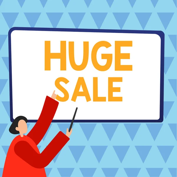 Text Caption Presenting Huge Sale Business Concept Putting Products High — 스톡 사진