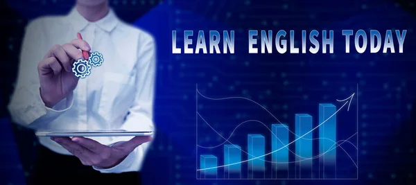 学习英语 在获得或掌握英语知识和技能的过程中写下的单词 — 图库照片