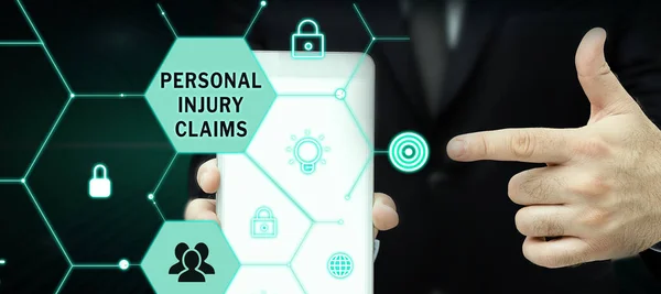 Sign Displaying Personal Injury Claims Internet Concept Being Hurt Injured — Foto Stock