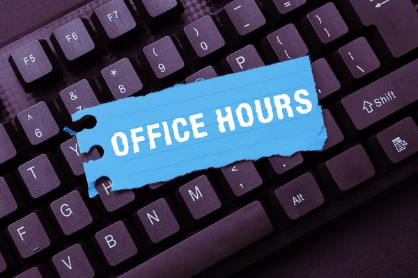 Konzeptionelle Bildunterschrift Bürozeiten Geschäftsübersicht Die Stunden Denen Normalerweise Geschäfte Abgewickelt — Stockfoto