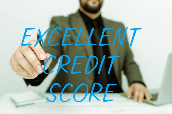 Hand Writing Sign Excellent Credit Score Business Concept Persons Report — 스톡 사진