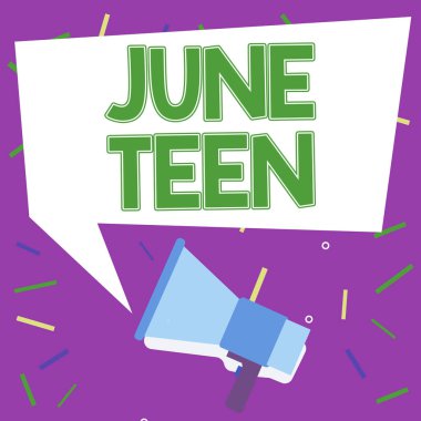 Writing displaying text June Teen, Concept meaning legal holiday in the United States of the end of slavery in the U.S