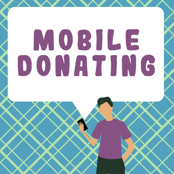 Text Caption Presenting Mobile Donating Business Concept Give Something Charity — Foto de Stock