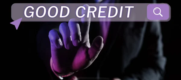インスピレーションを示すテキスト Good Credit Word借り手に書かれた比較的高いクレジットスコアと安全な信用リスクを持っています — ストック写真