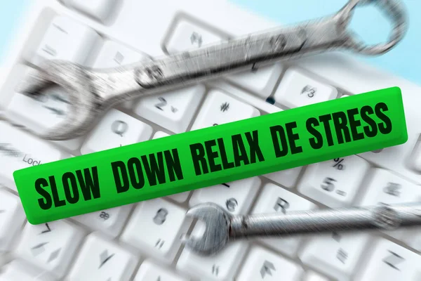 Wyświetlacz Koncepcyjny Zwolnij Relaks Stres Gablota Biznesowa Zmniejsz Poziom Stresu — Zdjęcie stockowe