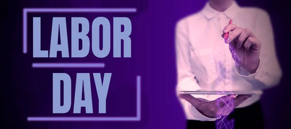Hand writing sign Labor Day, Business idea an annual holiday to celebrate the achievements of workers