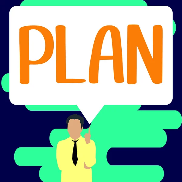 Inspiration Die Zeichen Zeigt Plan Businessübersicht Beginn Eines Detaillierten Vorschlags — Stockfoto