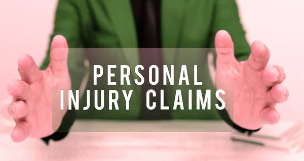 Conceptual display Personal Injury Claims, Word Written on being hurt or injured inside work environment
