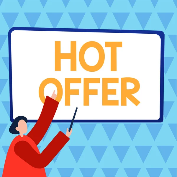Sign Weergeven Hot Offer Conceptuele Foto Product Programma Dat Wordt — Stockfoto