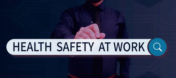 Text Sign Showing Health Safety Work Internet Concept Secure Procedures —  Fotos de Stock