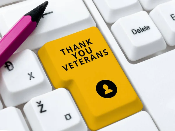Writing Displaying Text Thank You Veterans Word Written Expression Gratitude — Photo