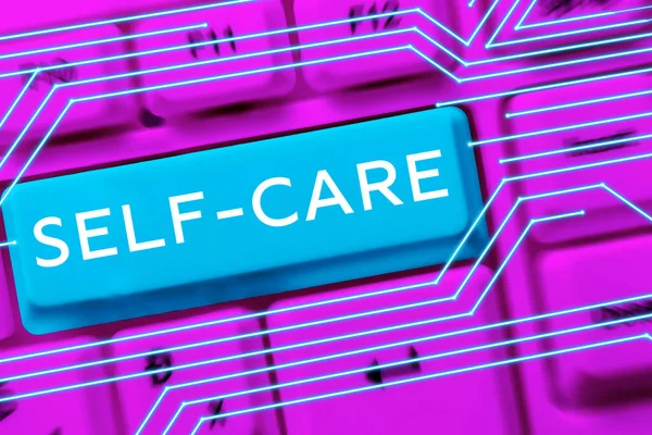 Sign Displaying Self Care Business Concept Practice Taking Action Improve — Stock Photo, Image