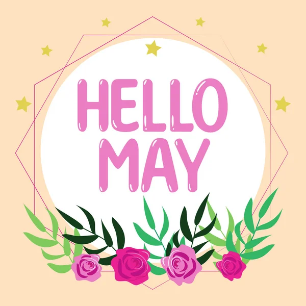 Text Sign Showing Hello May Business Showcase Address Fifth Month — Stock Fotó