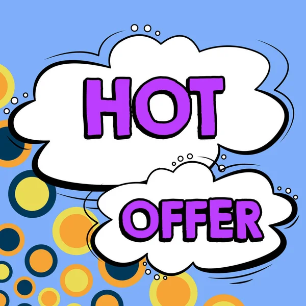 Sign Displaying Hot Offer Business Approach Product Programme Offered Reduced — Stock Fotó