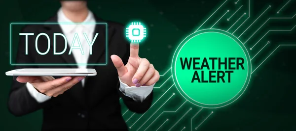 Hand Writing Sign Weather Alert Business Showcase Urgent Warning State — Fotografia de Stock