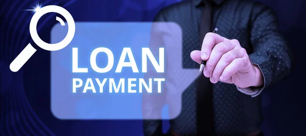 Text Caption Presenting Loan Payment Concept Meaning Something Lent Furnished — Stok fotoğraf