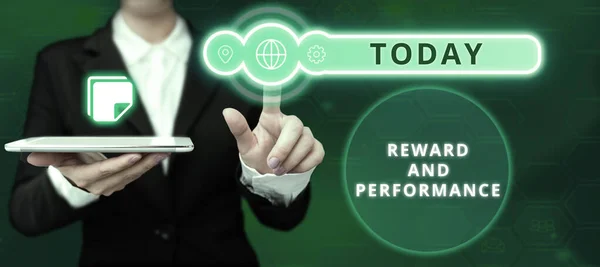 Text Sign Showing Reward Performance Business Idea Given Recognition Service —  Fotos de Stock