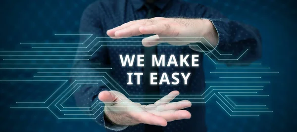 Tekst Met Inspiratie Make Easy Business Concept Oplossingen Aandragen Maakt — Stockfoto