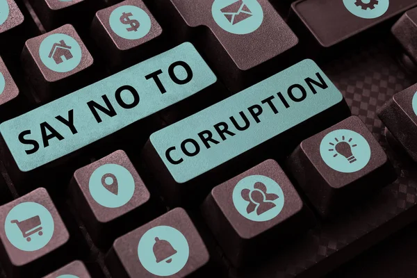 Conceptual Caption Say Corruption Internet Concept Introducing Decentralized Money Exchange — Stockfoto