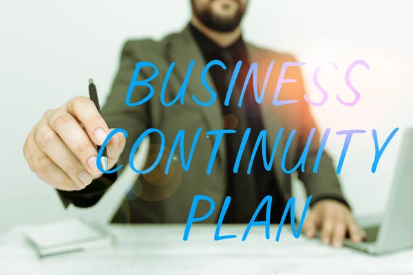 Text Showing Inspiration Business Continuity Plan Business Overview Creating Systems — Stock fotografie