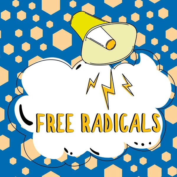 Πινακίδα Κειμένου Που Δείχνει Free Radicals Επιχειρηματική Έννοια Που Παράγεται — Φωτογραφία Αρχείου