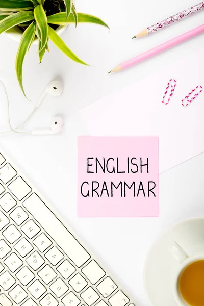 Inspiration Showing Sign English Grammar Business Idea Courses Cover All — 스톡 사진