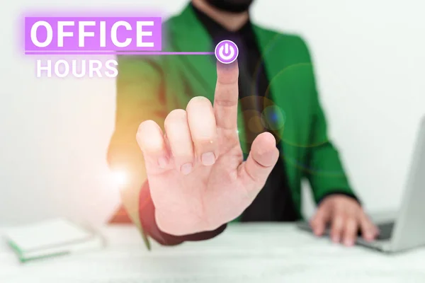 Konzeptionelle Anzeige Bürozeiten Geschäftsübersicht Die Stunden Denen Normalerweise Geschäfte Abgewickelt — Stockfoto