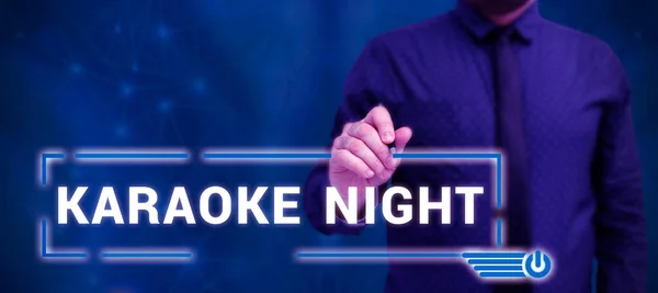 Inspiráció Bemutató Jel Karaoke Night Konceptuális Fotó Szórakozás Énekel Hangszeres — Stock Fotó