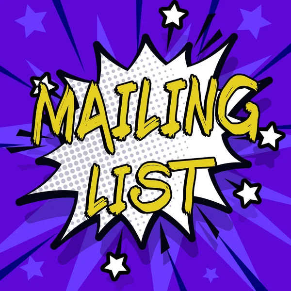 Ručně Psané Znamení Mailing List Internet Koncept Seznam Lidí Kteří — Stock fotografie