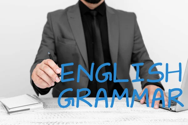 Signo Texto Que Muestra Gramática Inglesa Los Cursos Concepto Internet —  Fotos de Stock
