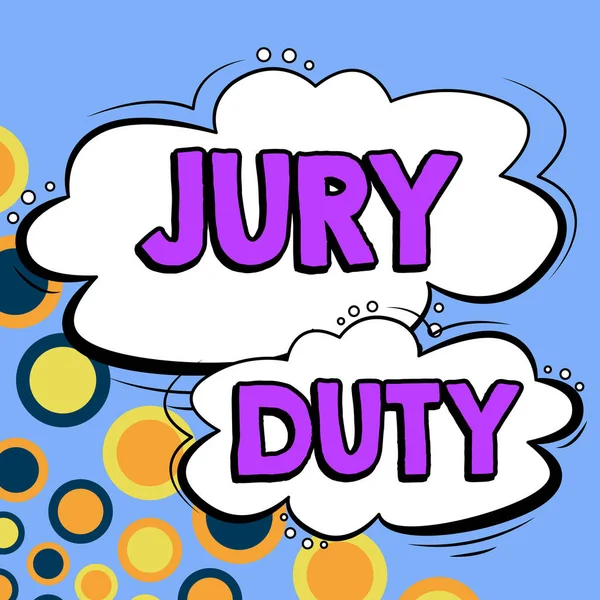 陪审团责任 商业概念义务或作为陪审团成员在法庭上发挥作用的时间 — 图库照片