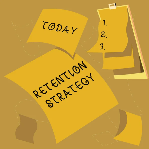 Tekst Met Inspiratie Bewaarstrategie Concept Betekent Activiteiten Personeelsverloop Uitputting Verminderen — Stockfoto
