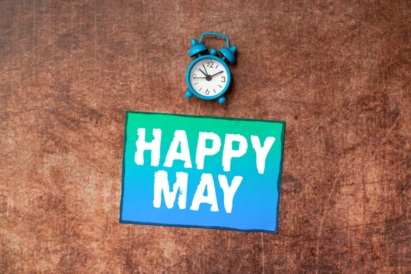 ハッピー5月 ビジネス概要を表示するサインハッピー新しい月最高の願い 新鮮なスタートお祝い休日 — ストック写真