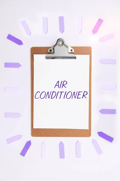 文字显示的灵感空调机 商业概念设备清洗空气和控制其湿度和温度 — 图库照片